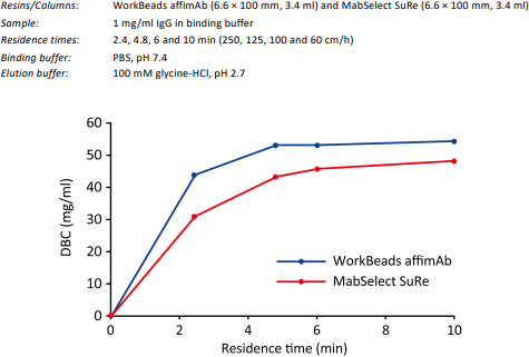 Dynamic binding capacity for human polyclonal IgG